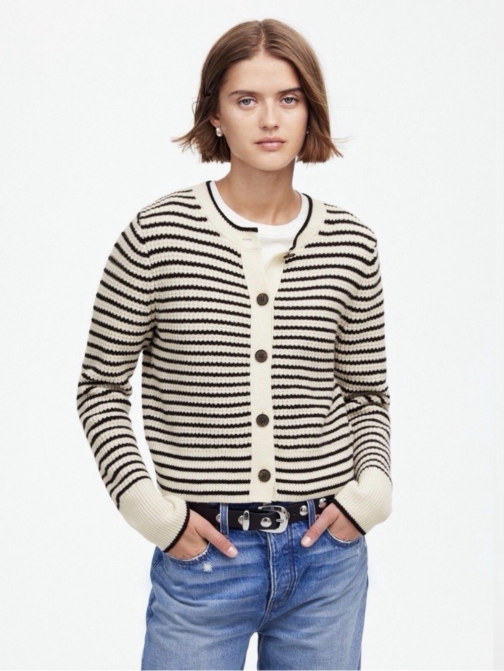 NWT Madewell Waffle-Knit 100% Merino Wool Long Sleeve Cardigan